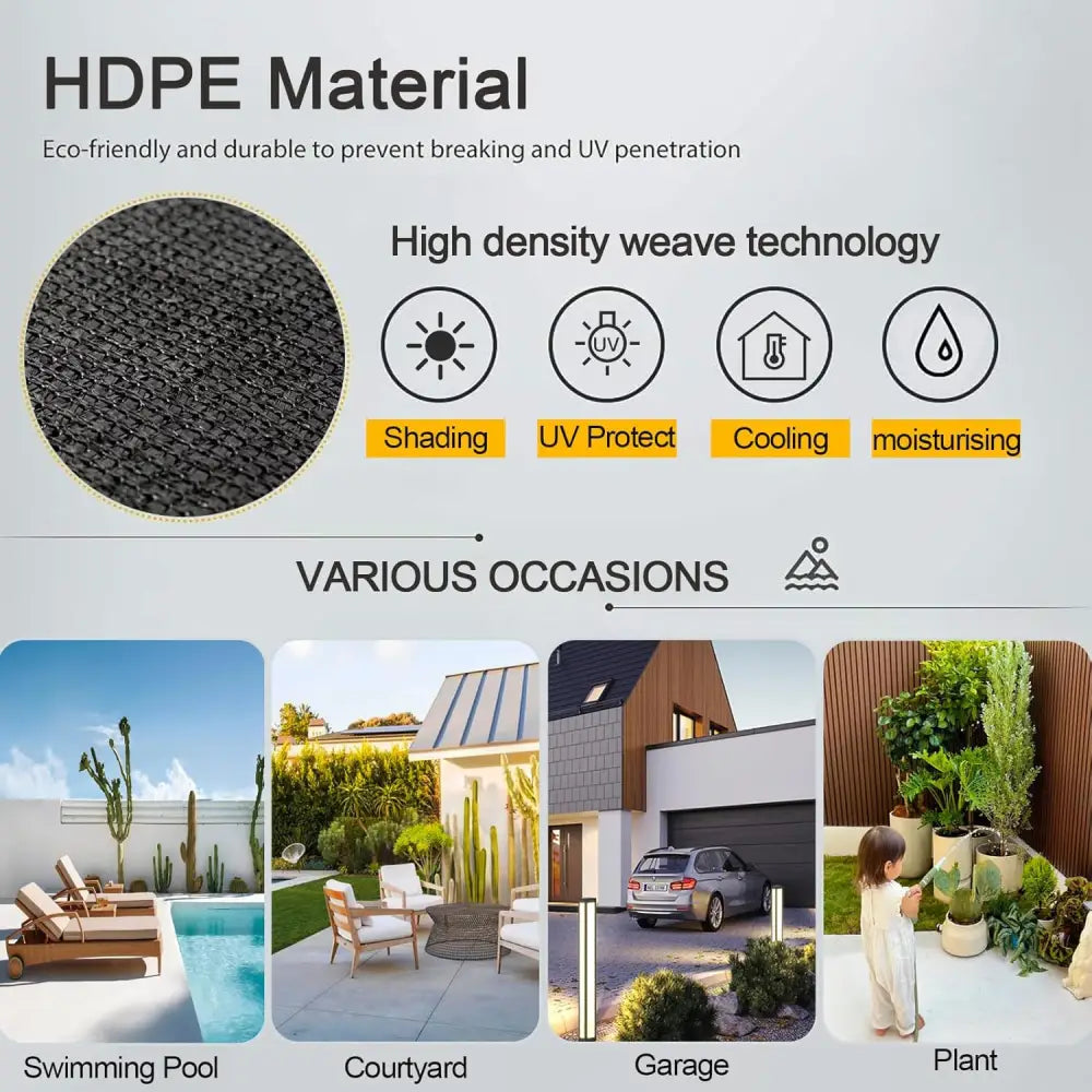 HDPE Shade Netting with High-Density Weave for UV Protection and Cooling in Gardens