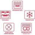 Food container usage icons for Sistema Microwave Steamer with Removable Steamer Basket