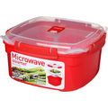 Red Sistema Microwave Steamer with removable steamer basket and steam release vent