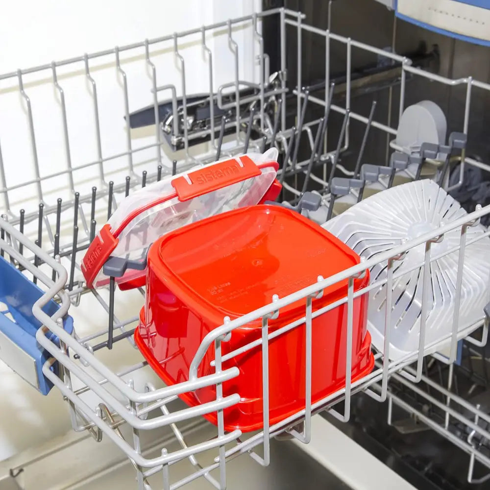 Dishwasher rack with Sistema Microwave Steamer and removable steamer basket