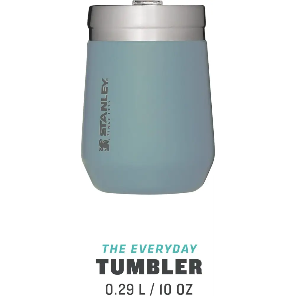 Light blue Stanley Go Everyday Tumbler, a stainless steel travel mug, dishwasher safe