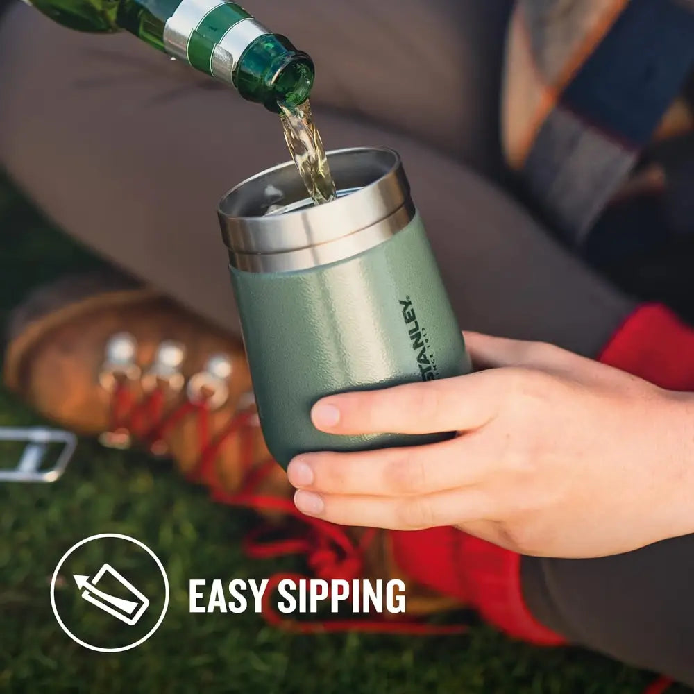 Green STANLEY Go Everyday Tumbler, a stainless steel travel mug, dishwasher safe and versatile