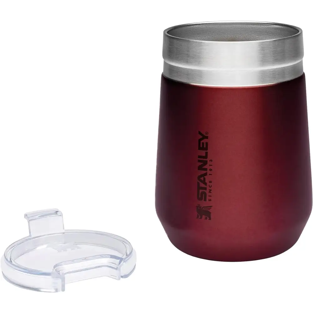 Maroon stainless steel travel mug with lid, dishwasher safe tumbler for drinks on the go