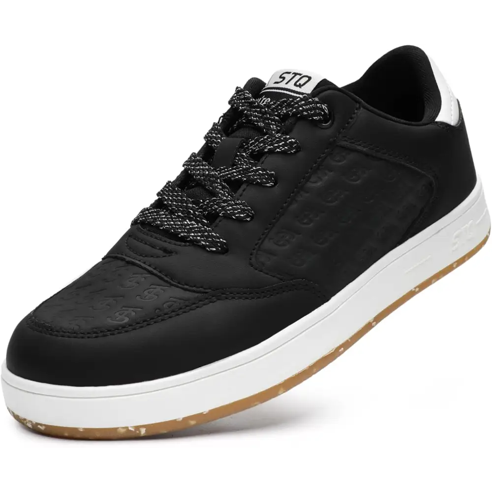 Black and white casual sneakers, womens fashion trainers, tennis shoes comfortable