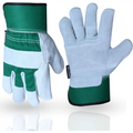 Green and white Thorn Proof Work Gloves, Heavy Duty Leather Gloves for gardening and utility