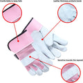 Pink and white thorn proof work gloves, heavy duty leather gloves for gardening safety