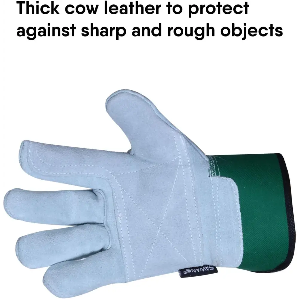 Durable Thorn Proof Work Gloves featuring heavy duty leather palm for gardening safety