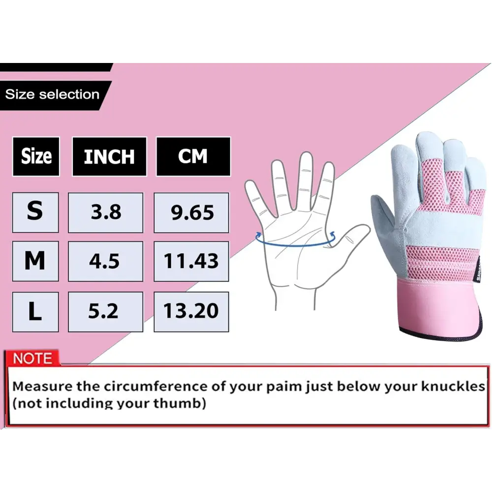 Glove size chart for Thorn Proof Work Gloves and Heavy Duty Leather Gloves for all ages