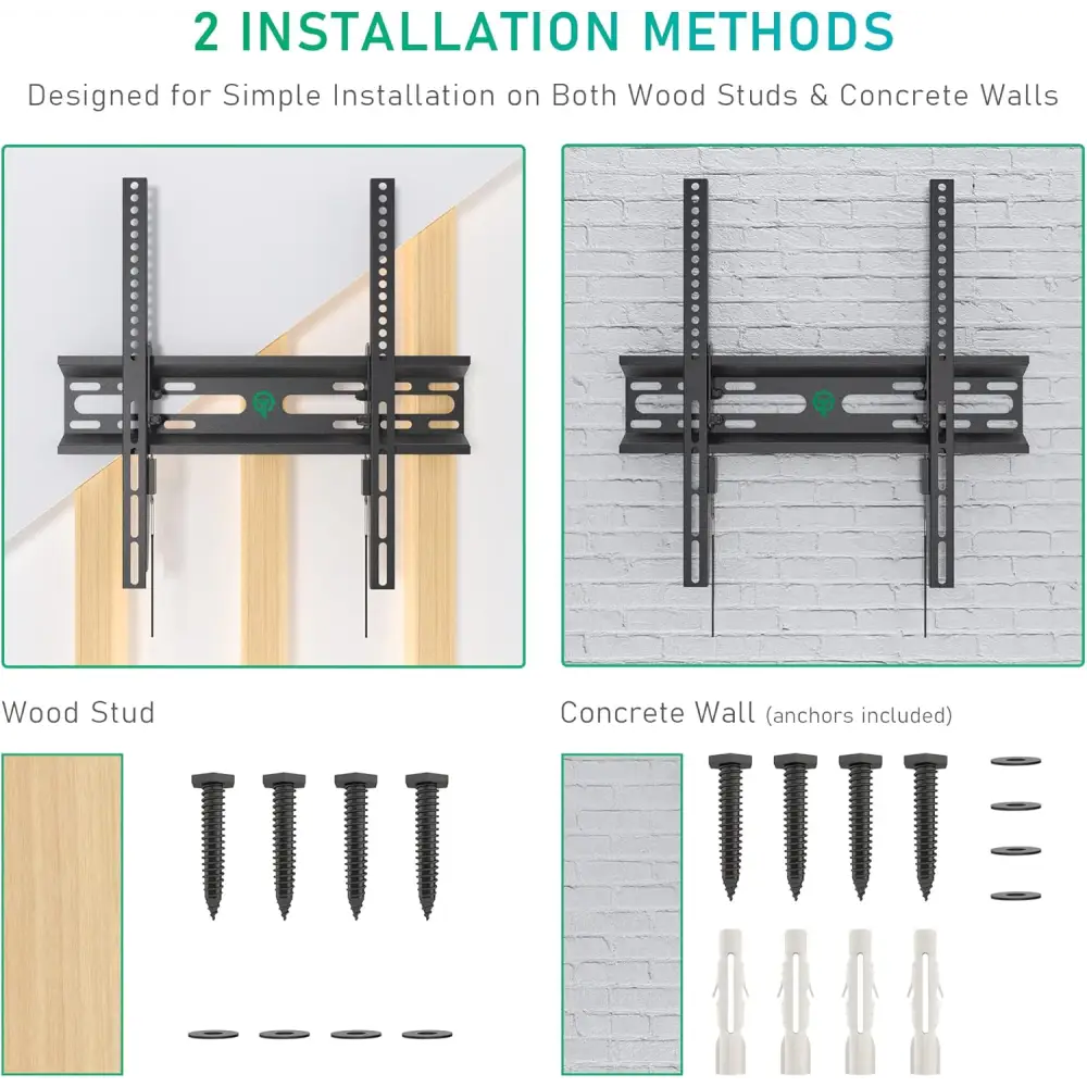 Universal TV Wall Mount - Secure Adjustable and Space-Saving Solution! 32-55inch TVs Sturdy Tilt TV Wall Mount