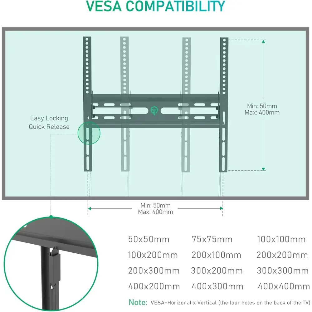 Universal TV Wall Mount - Secure Adjustable and Space-Saving Solution! 32-55inch TVs Sturdy Tilt TV Wall Mount