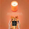 Pumpkin spice candle gift set featuring a vanilla scented candle in cream frosted glass