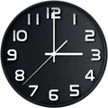 Black wall clock featuring silent non-ticking quartz for modern decorative style