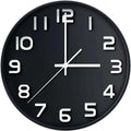 Black wall clock featuring silent non-ticking quartz for modern decorative style