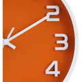 Orange decorative wall clock with white hands, silent non-ticking quartz design