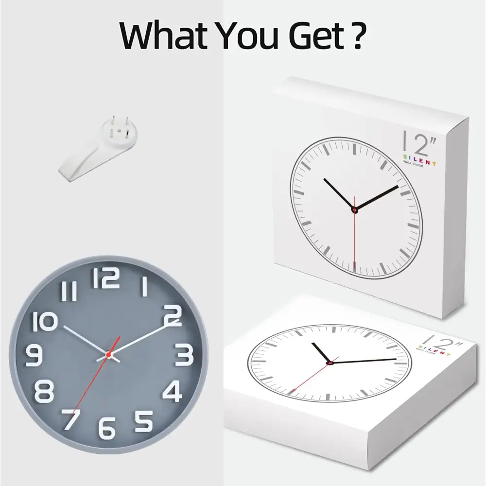 Clock and packaging of the Wall Clock 12 Silent Non-Ticking Quartz Decorative design