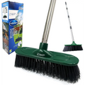 Green Yard Broom Outdoor with Extendable Handle and Synthetic Hard Bristle Brush Head